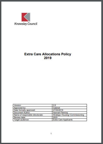 Knowsley Extra Care Allocations Policy PDF
